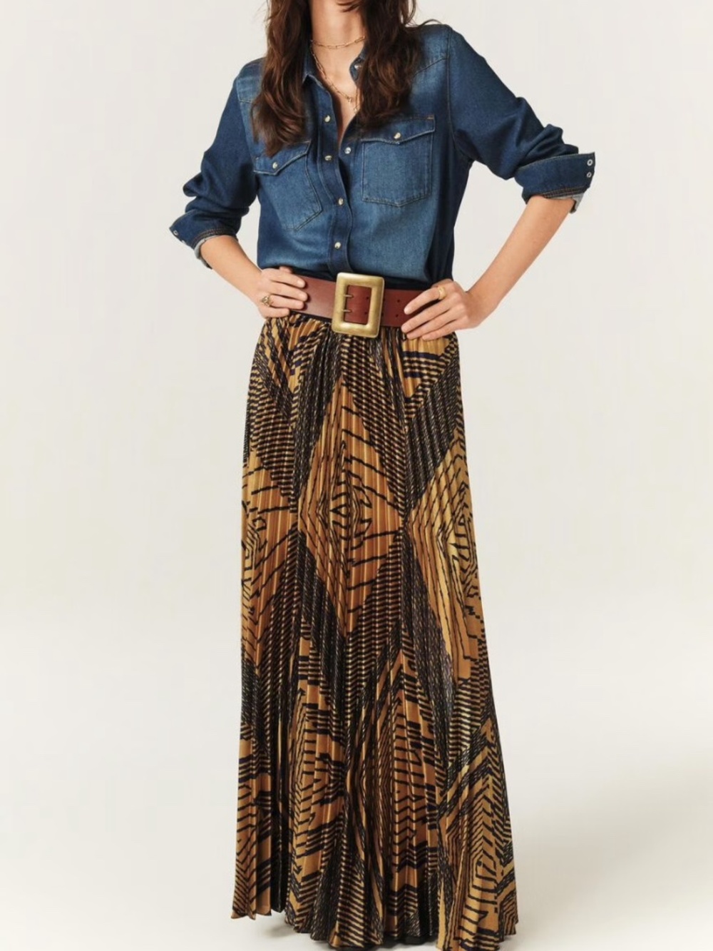 Ba&sh Sow pleated maxi skirt